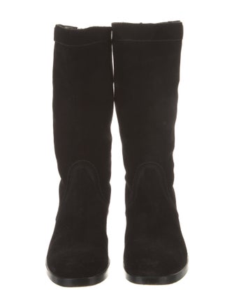 Jil Sander Suede Leather Trim Embellishment Moto Boots