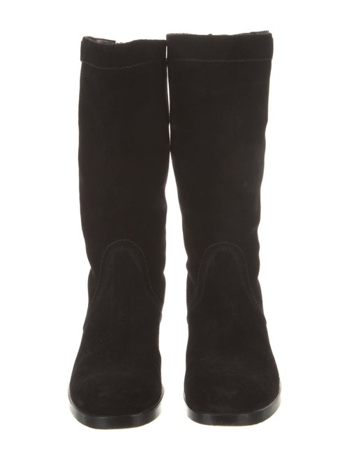 Jil Sander Suede Leather Trim Embellishment Moto Boots