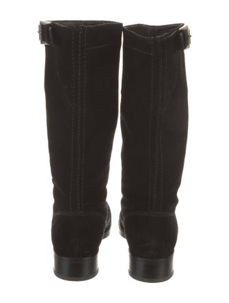 Jil Sander Suede Leather Trim Embellishment Moto Boots