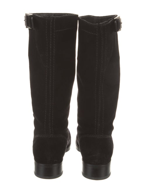 Jil Sander Suede Leather Trim Embellishment Moto Boots