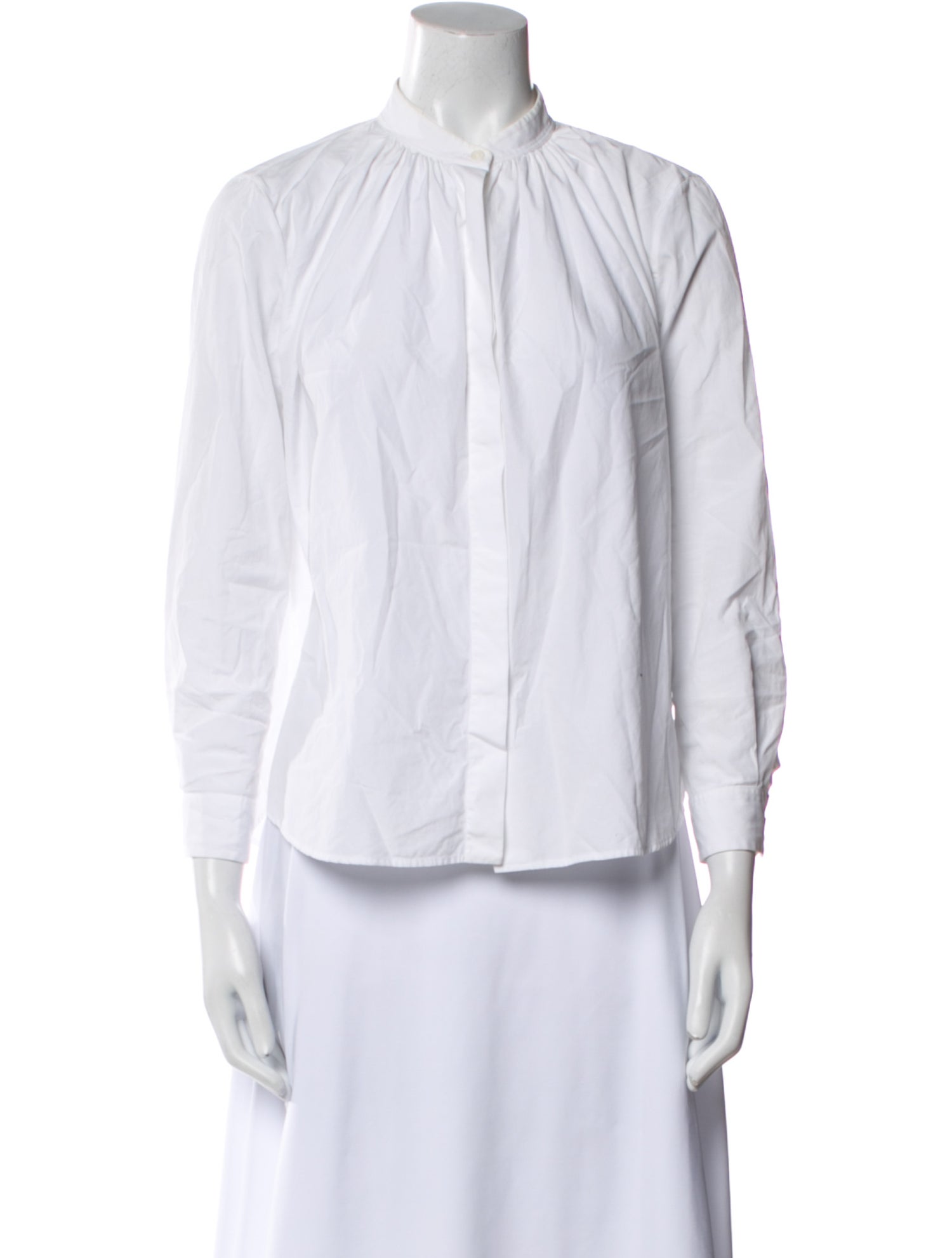 Jil Sander Mock Neck Three-Quarter Sleeve Button-Up Top