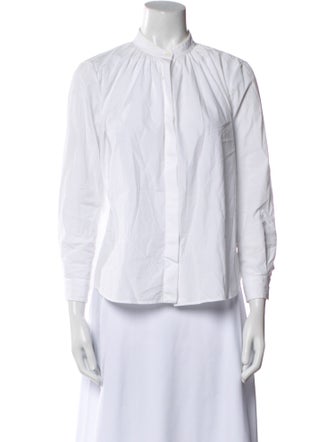 Jil Sander Mock Neck Three-Quarter Sleeve Button-Up Top