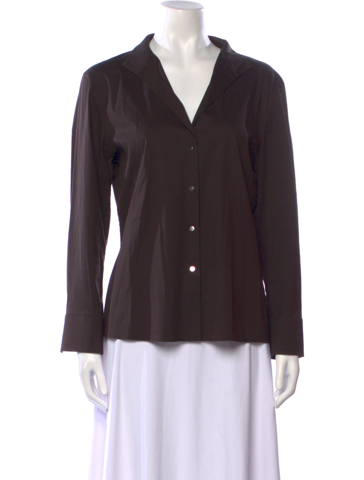 Jil Sander Virgin Wool V-Neck Button-Up Top