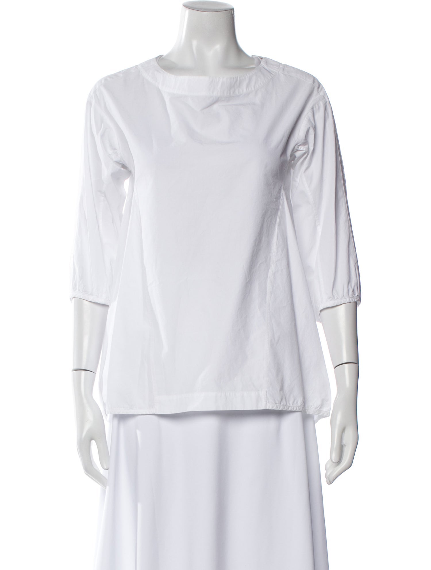 Jil Sander Scoop Neck Three-Quarter Sleeve Blouse