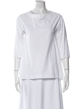 Jil Sander Scoop Neck Three-Quarter Sleeve Blouse