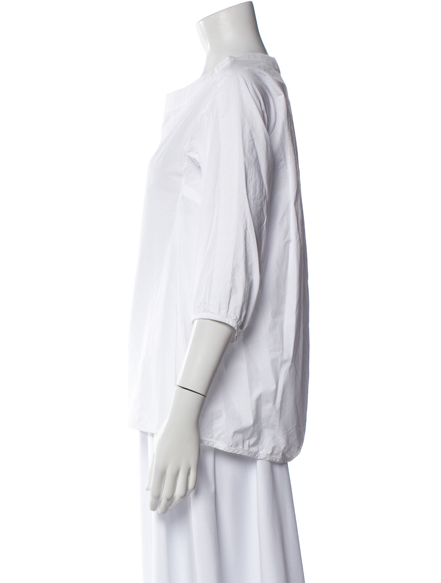 Jil Sander Scoop Neck Three-Quarter Sleeve Blouse