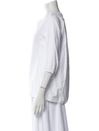 Jil Sander Scoop Neck Three-Quarter Sleeve Blouse