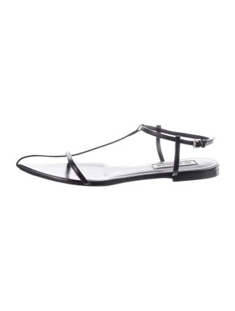 Jil Sander Crocodile T-Strap Sandals