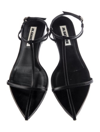 Jil Sander Crocodile T-Strap Sandals