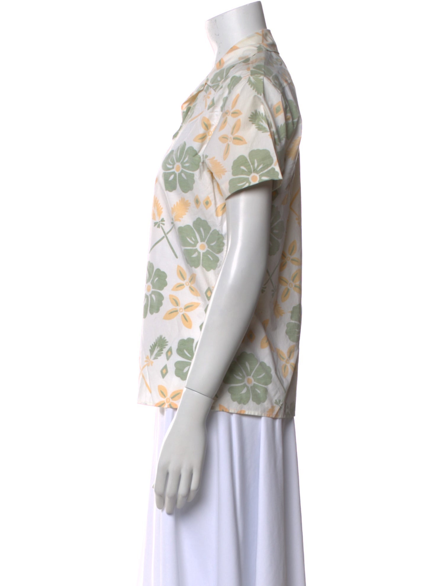 Jil Sander Floral Print Short Sleeve Button-Up Top