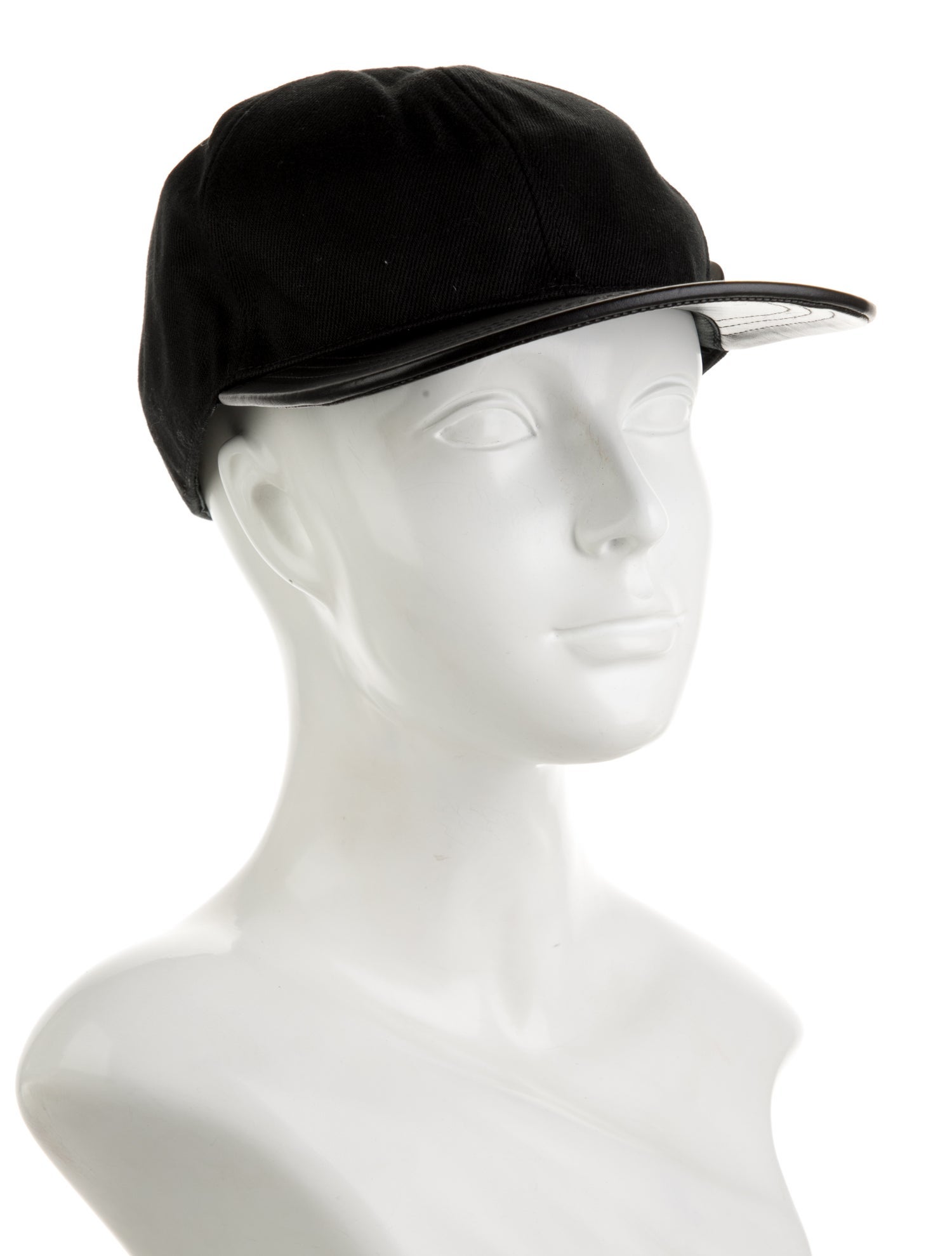 Jil Sander Black Leather Baseball Cap