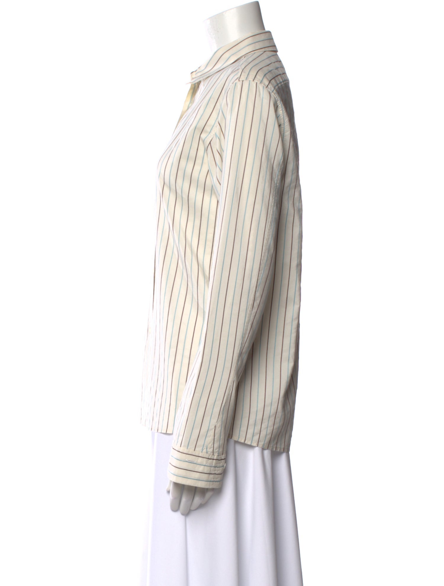 Jil Sander Striped Long Sleeve Button-Up Top