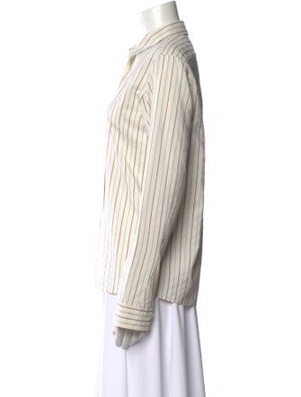 Jil Sander Striped Long Sleeve Button-Up Top