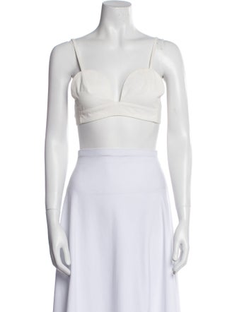 Jil Sander Linen Square Neckline Crop Top