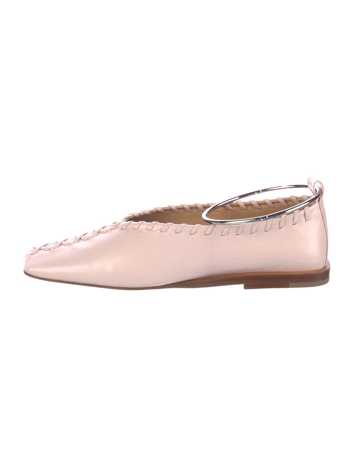 Jil Sander Leather Whipstitch Trim Ballet Flats