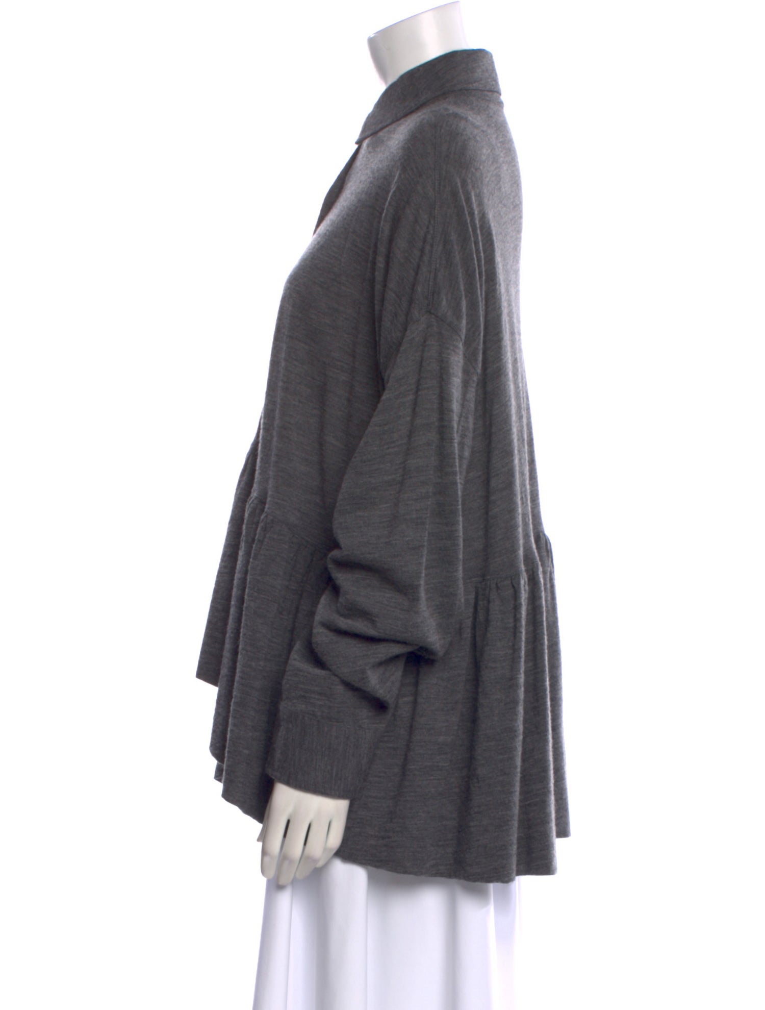 Jil Sander Wool Long Sleeve Button-Up Top