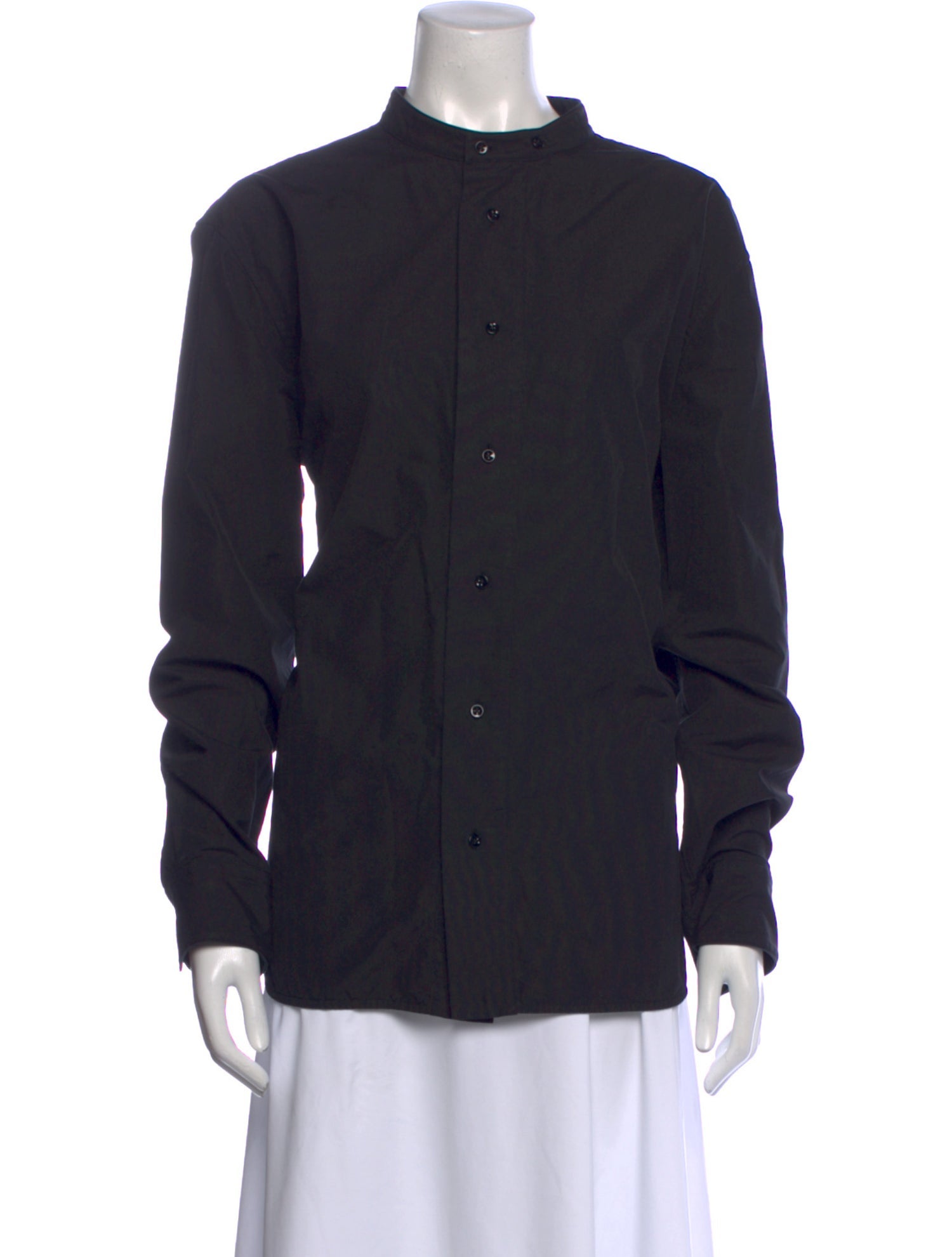Jil Sander Mock Neck Long Sleeve Button-Up Top