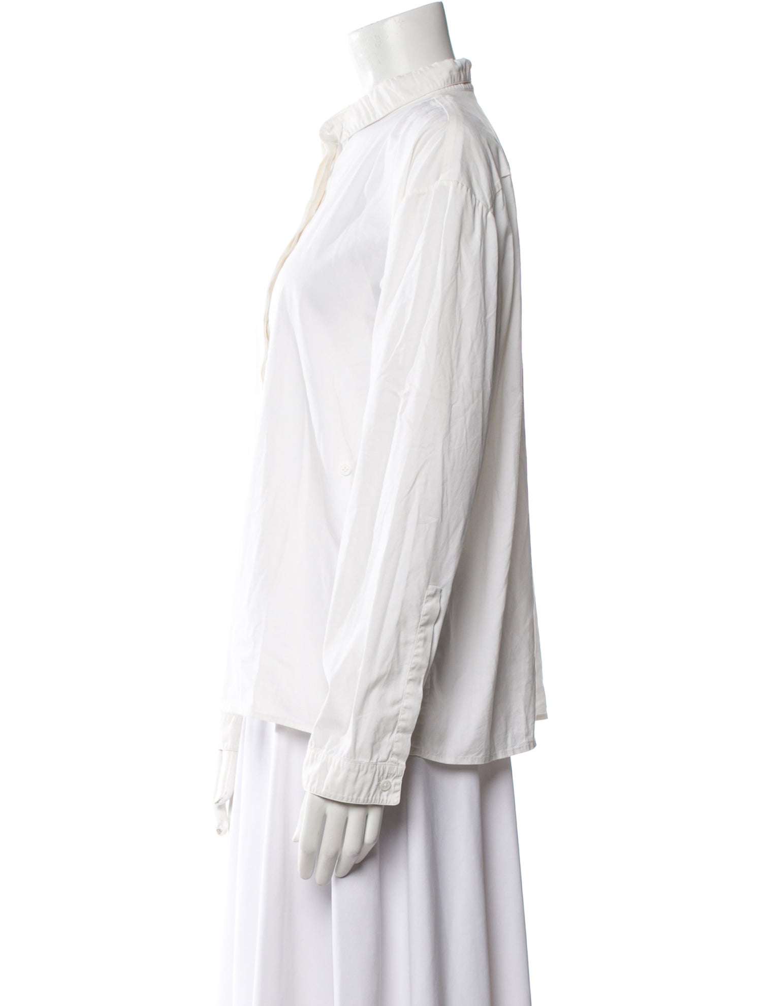 Jil Sander Mock Neck Long Sleeve Button-Up Top