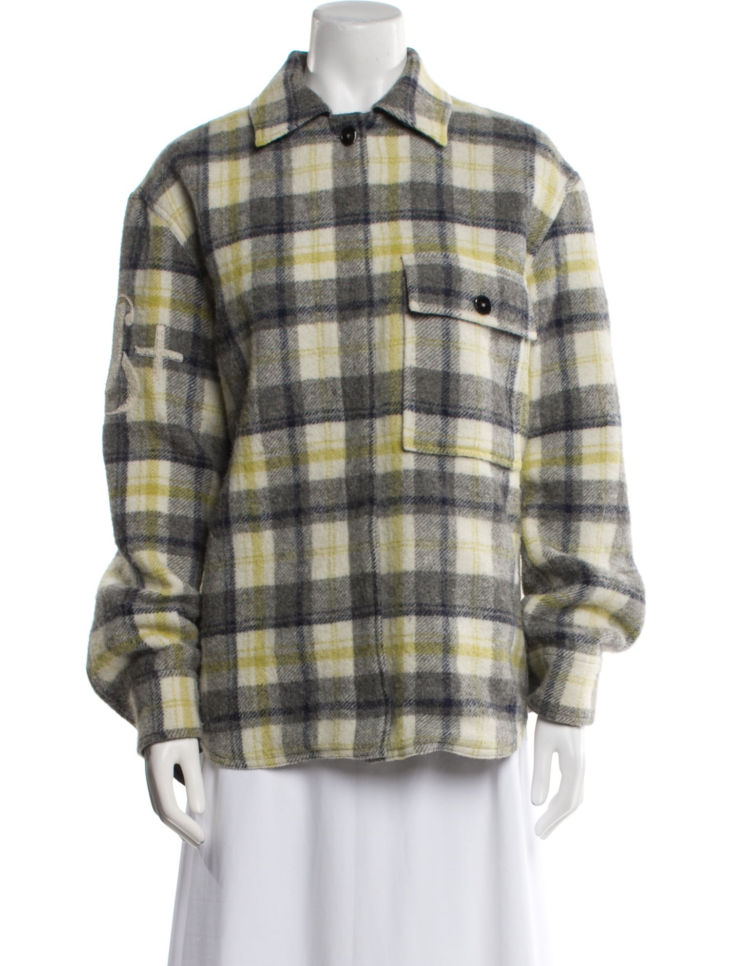 Jil Sander Virgin Wool Plaid Print Jacket