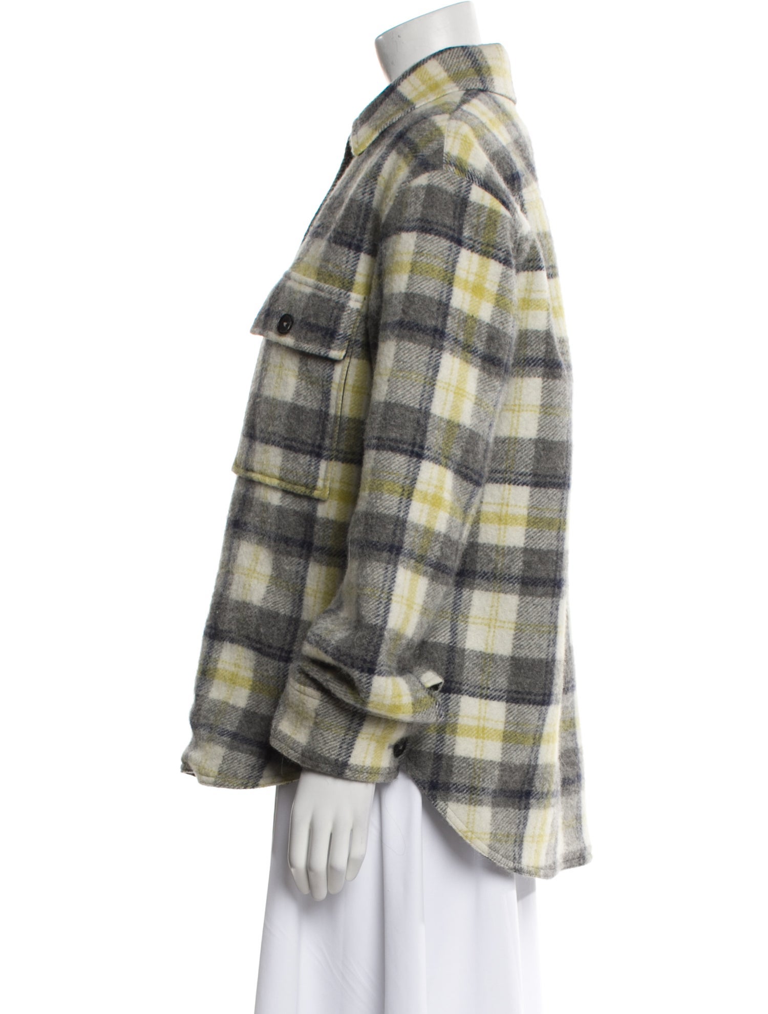 Jil Sander Virgin Wool Plaid Print Jacket