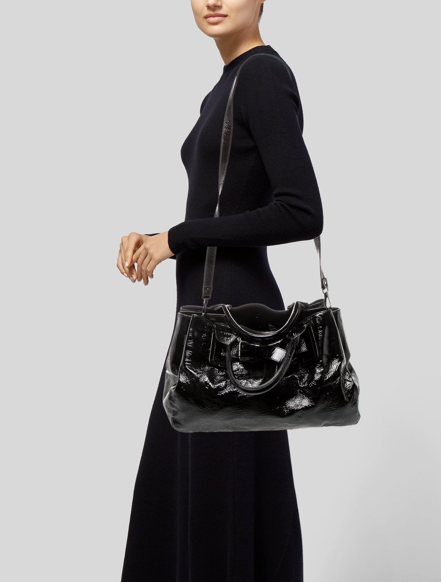 Jil Sander Patent Leather Top Handle Bag