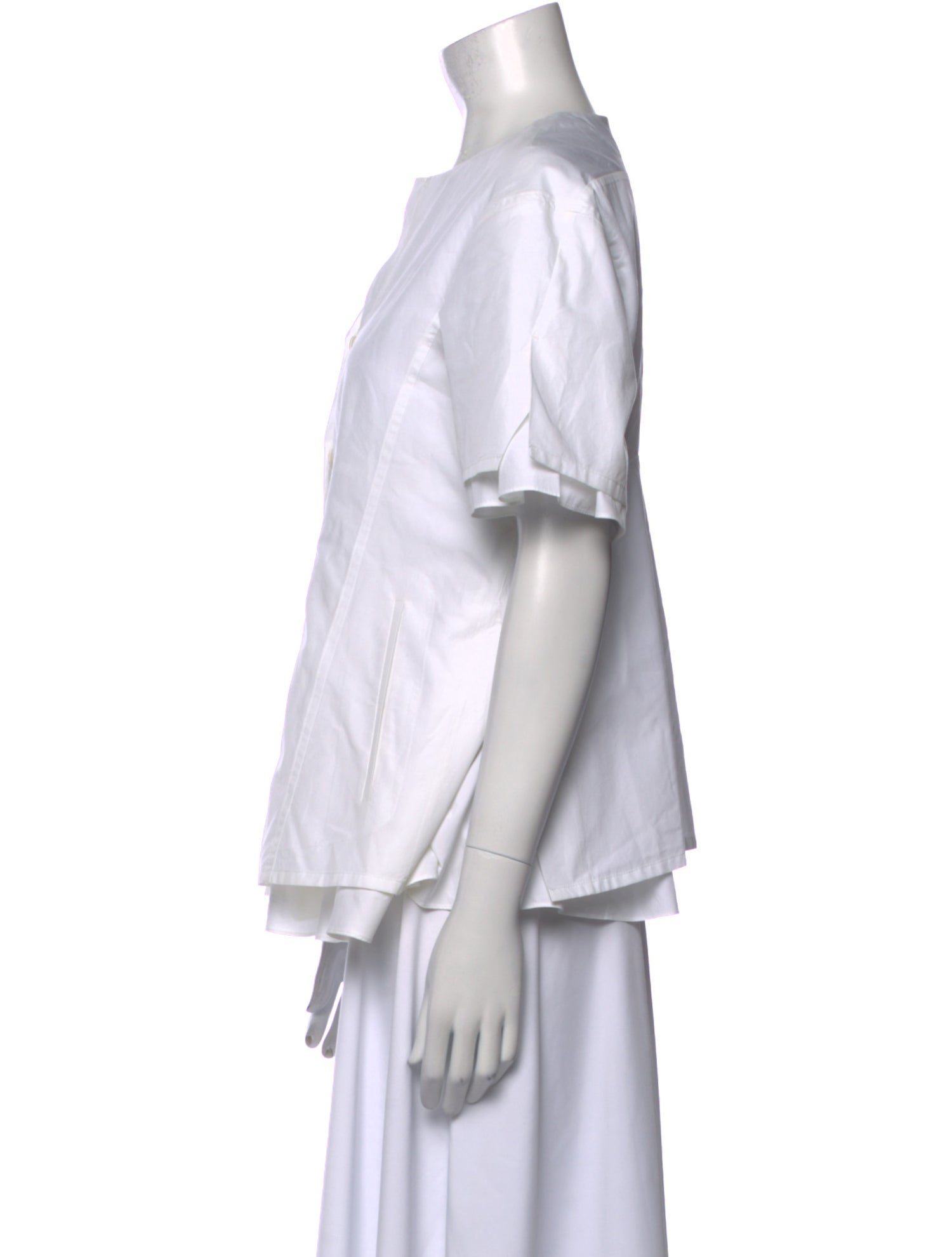 Jil Sander V-Neck Short Sleeve Button-Up Top