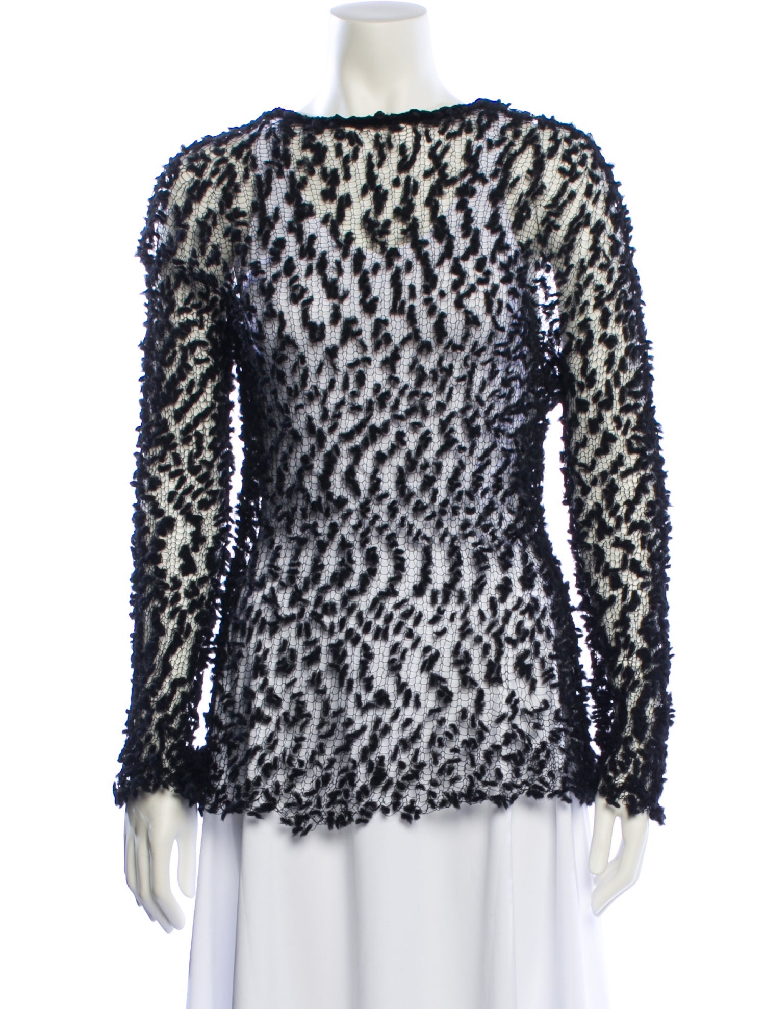 Jil Sander Lace Pattern Bateau Neckline Blouse