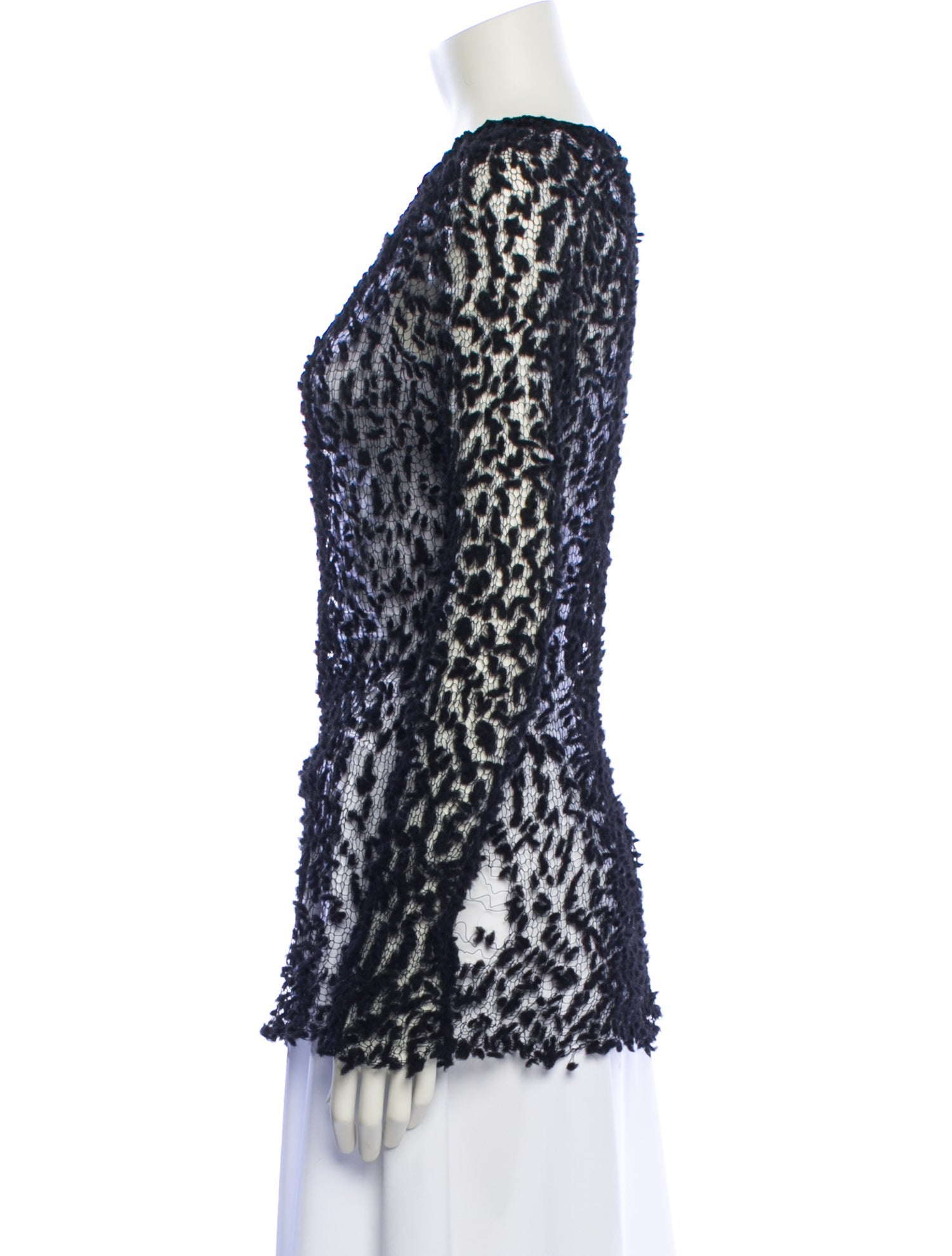 Jil Sander Lace Pattern Bateau Neckline Blouse