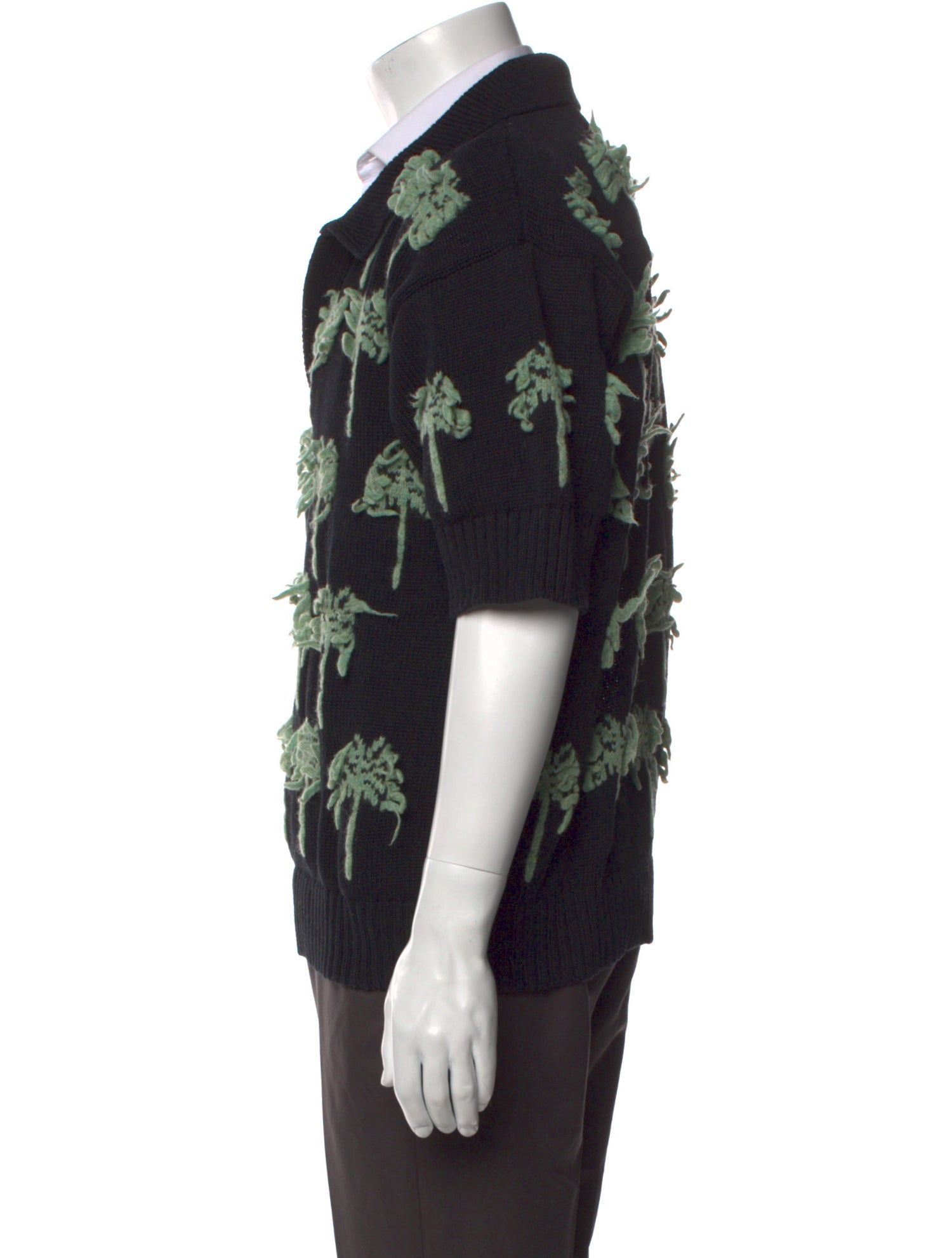 Jil Sander Patterned V-Neck Polo Sweater