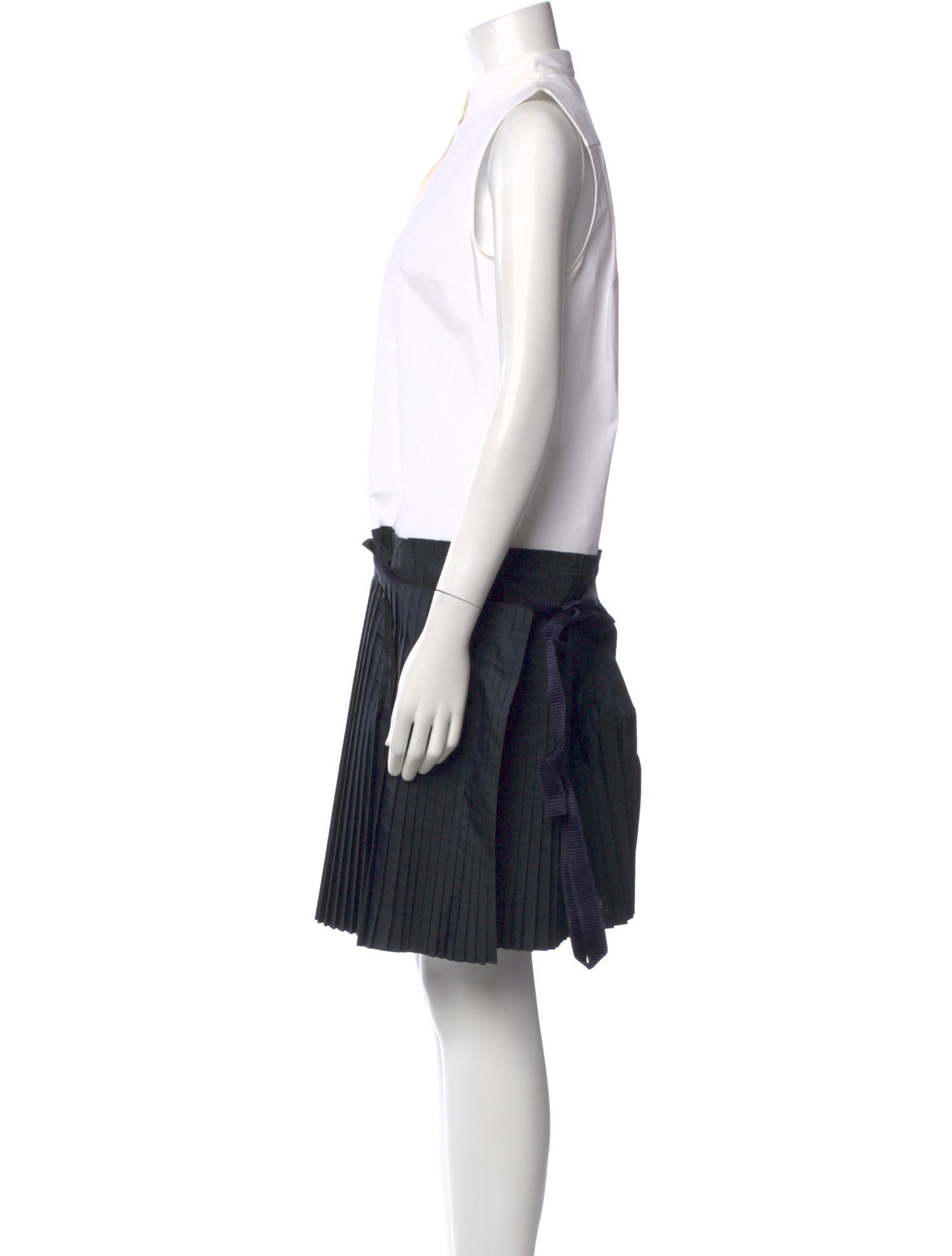 Jil Sander Navy Colorblock Pattern Knee-Length Dress