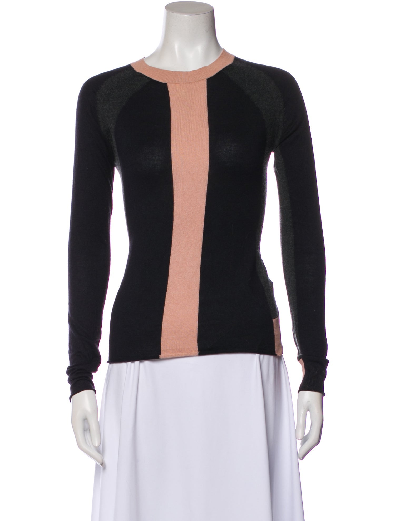 Jil Sander Navy Cashmere Colorblock Pattern Top