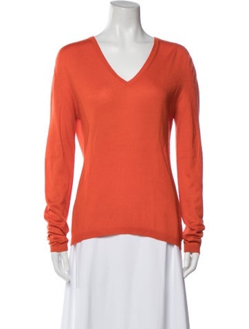 Pre-owned Jil Sander Cashmere V-neck Sweater In Orange