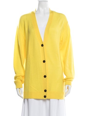 Pre-owned Jil Sander Wool V-neck Sweater W/ Tags In Yellow