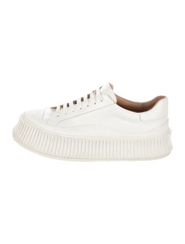 Pre-owned Jil Sander Leather Sneakers In White