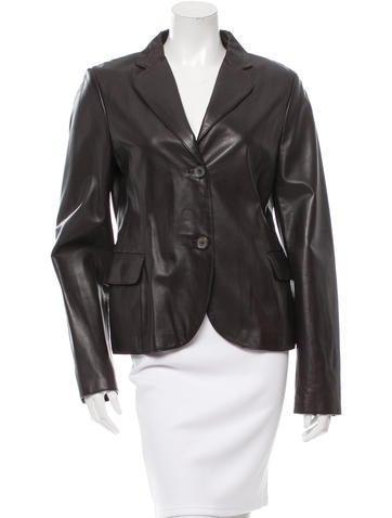 Jil Sander Leather Notch-Lapel Jacket