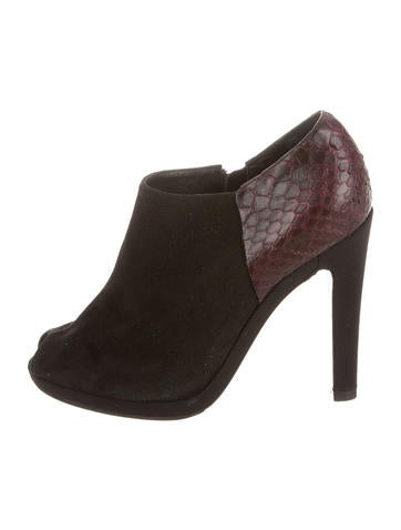 Jil Sander Suede Peep-Toe Booties