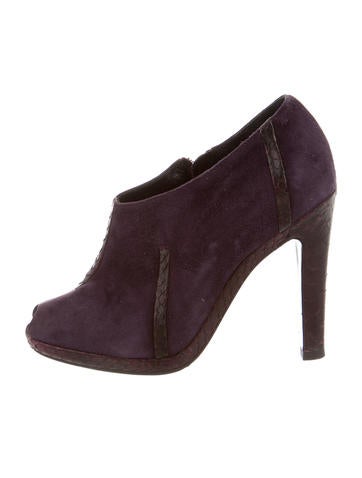 Jil Sander Suede Peep-Toe Booties
