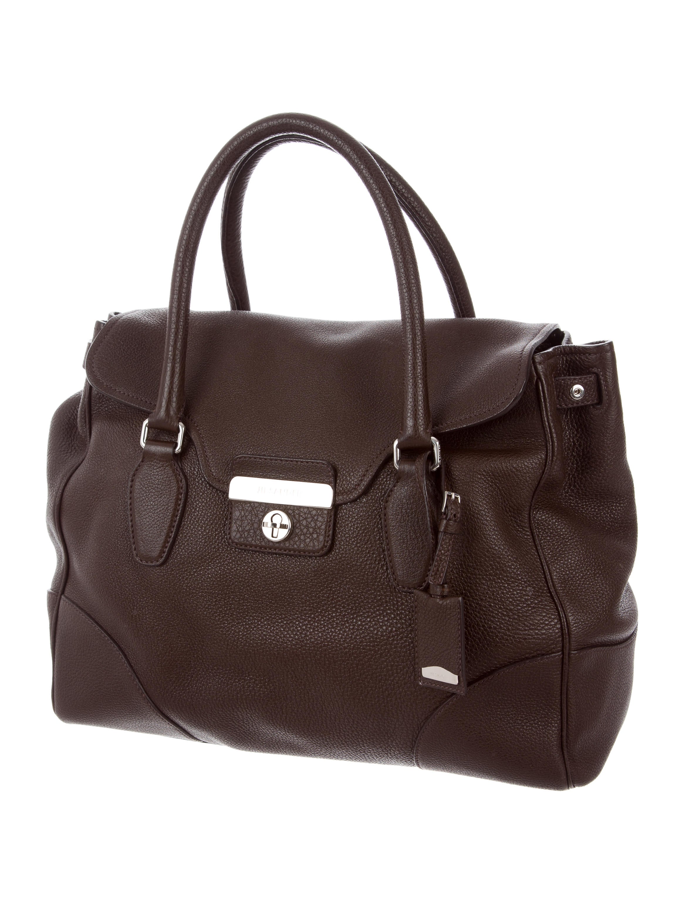 grained leather flap bag