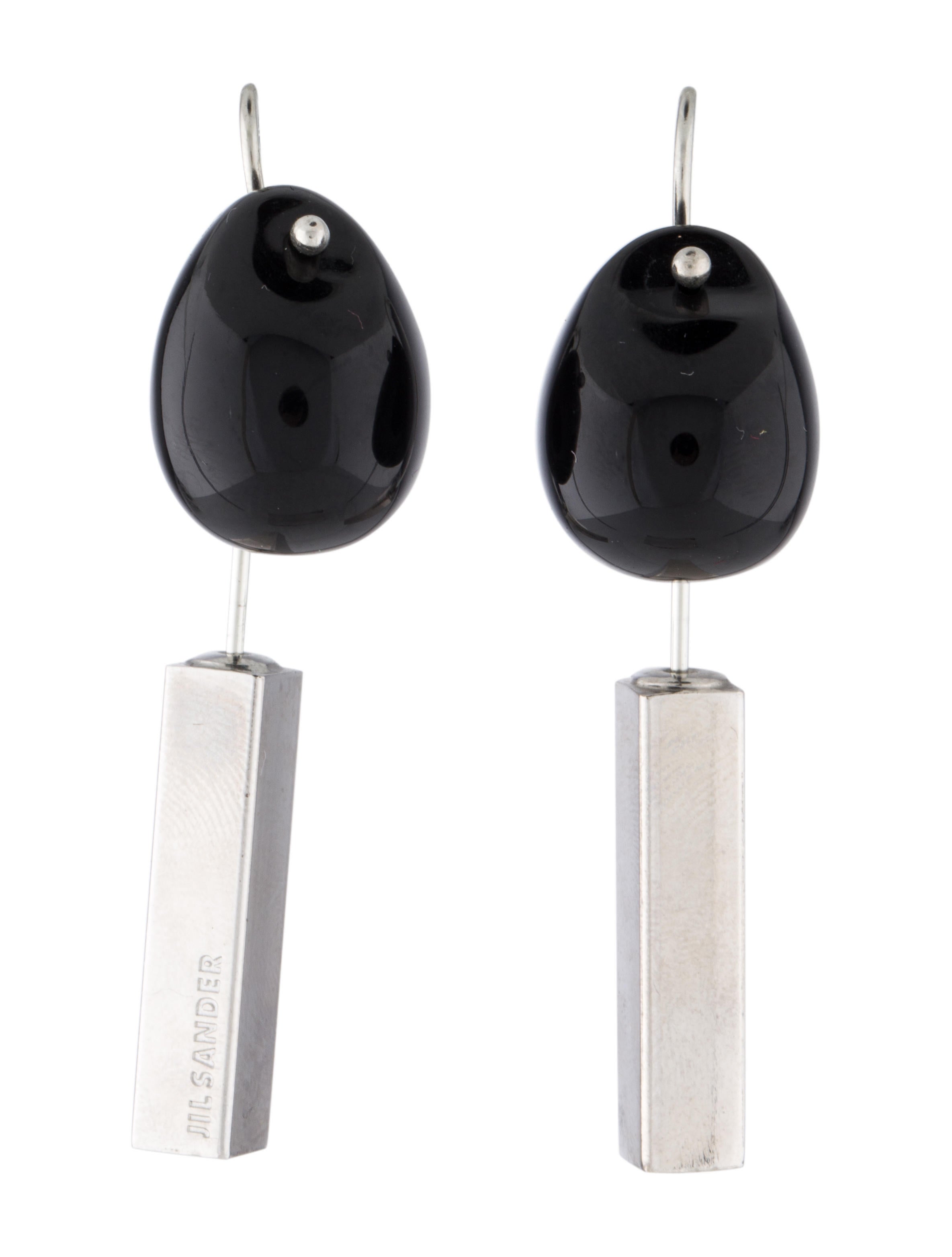 ピアス JIL SANDER Resin earrings Jil Sander Resin Drop Earrings - Black, Silver-Tone Metal