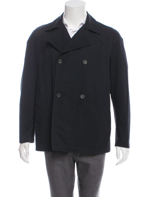 Jil Sander Woven Double breasted Overcoat navy