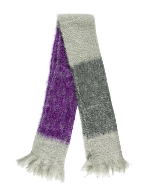 Jil Sander Striped Fringe Scarf Green