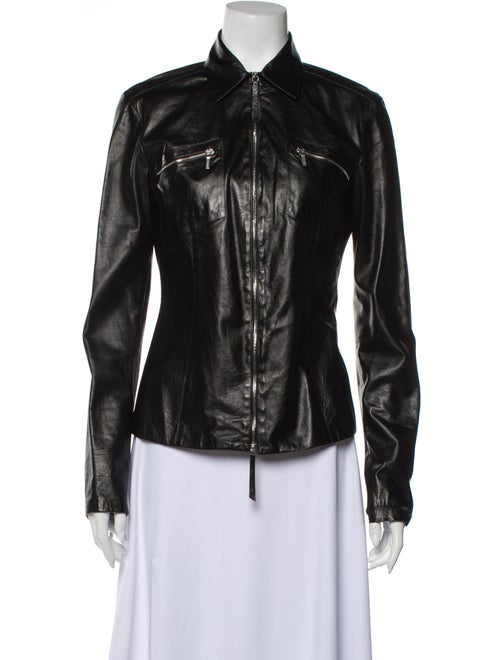Jil Sander Leather Biker Jacket Black