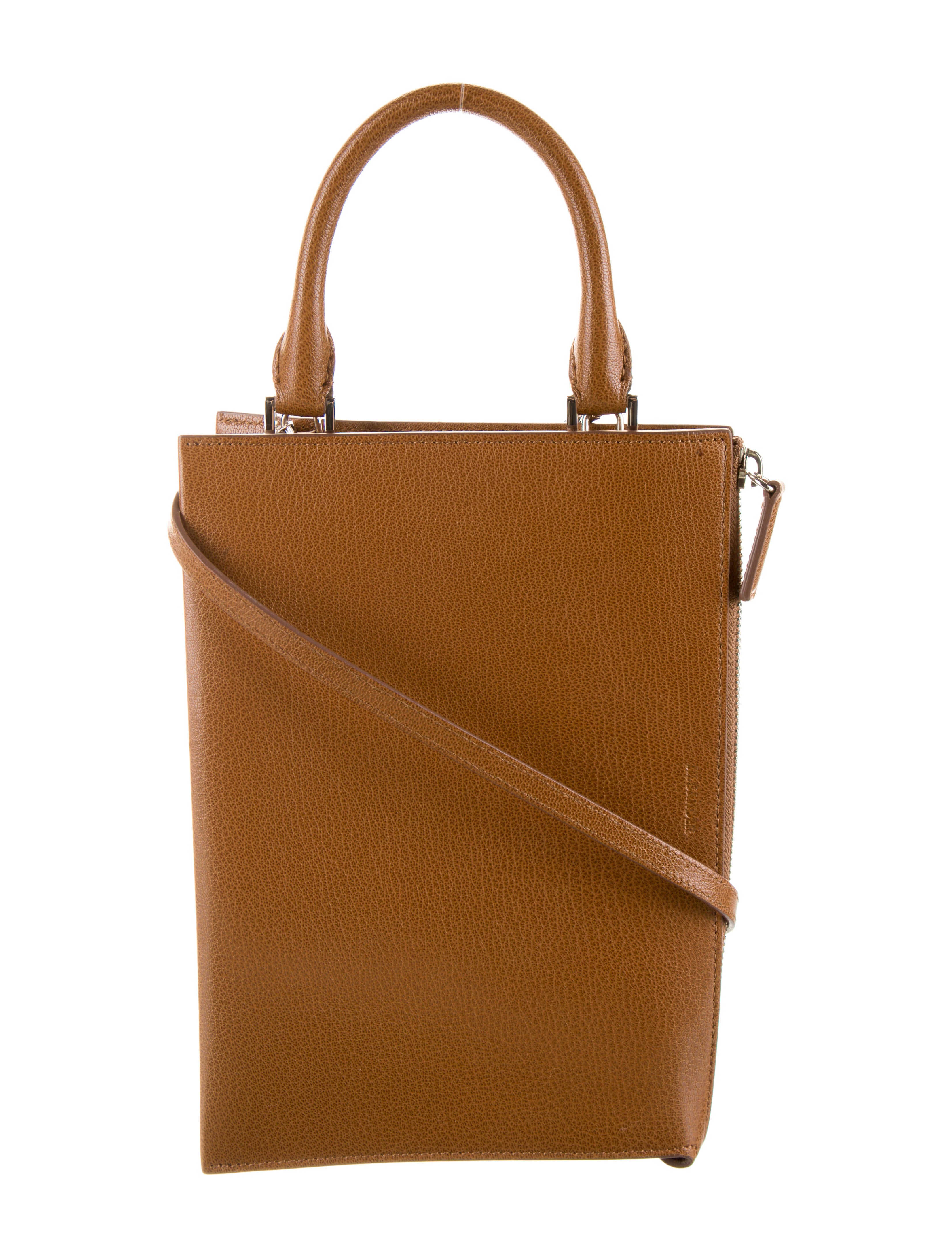 Jil Sander Leather Side Zip Handle Bag Brown Handle Bags, Handbags