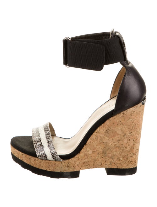 Jimmy Choo Leather Wedge Sandals Black