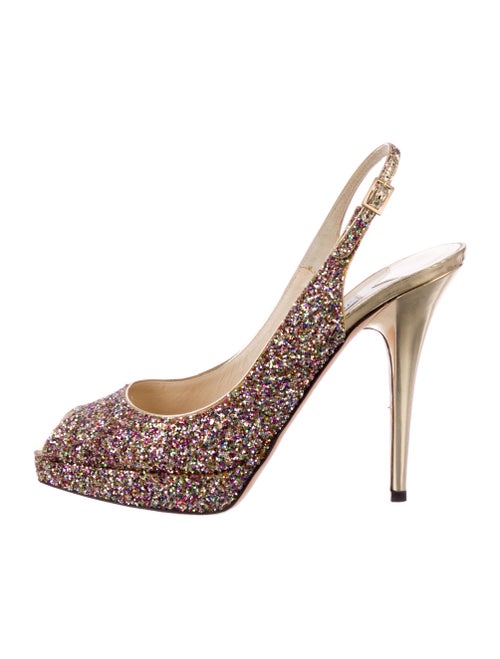 Jimmy Choo Glitter Slingback Pumps Gold
