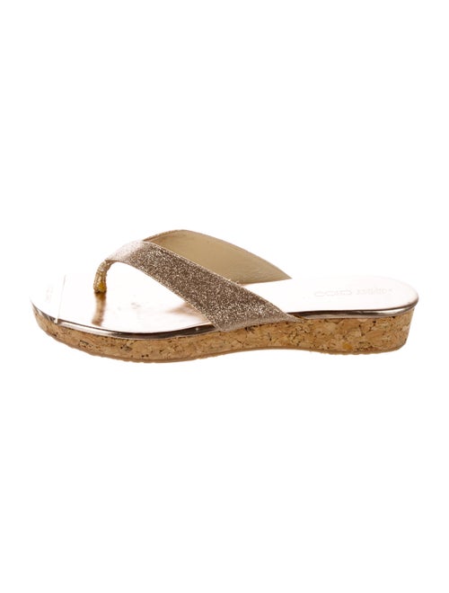 Jimmy Choo Glitter Thong Sandals Metallic