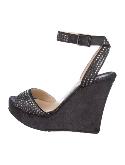 Jimmy Choo Embellished Pablo Wedges Silver