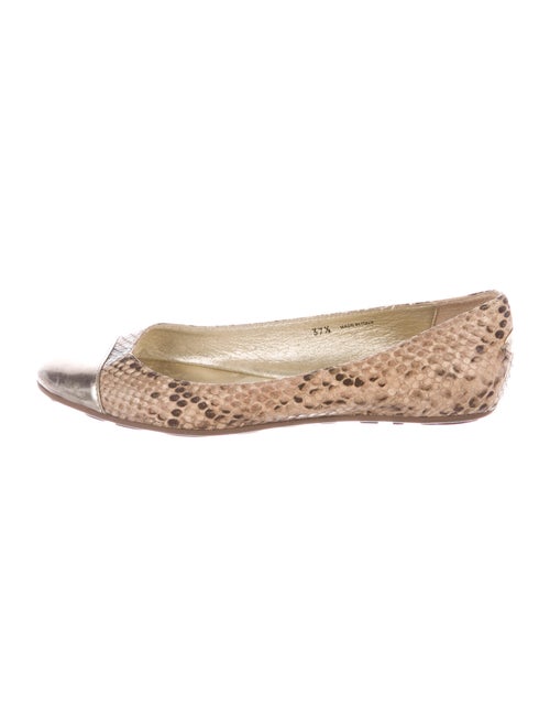 Jimmy Choo Snakeskin Animal Print Flats Brown