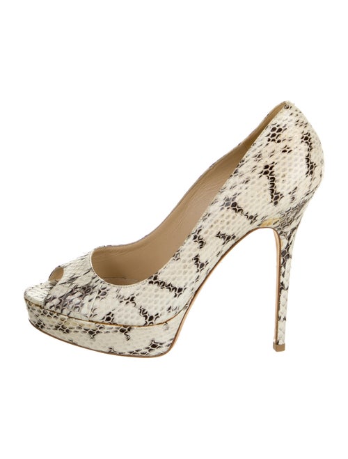 Jimmy Choo Snakeskin Animal Print Pumps White