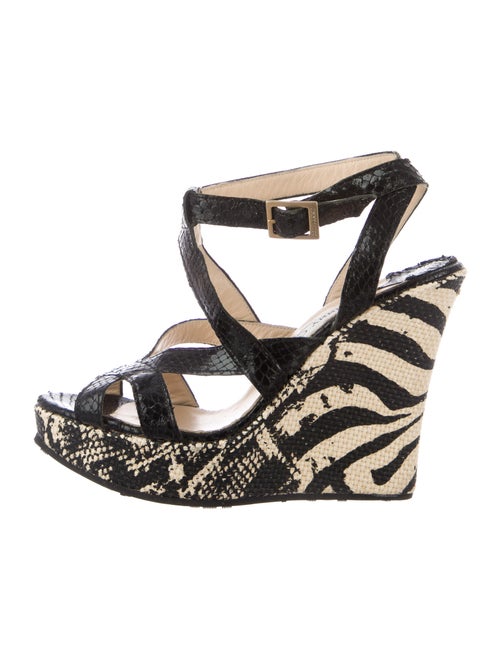 Jimmy Choo Snakeskin Animal Print Sandals Black